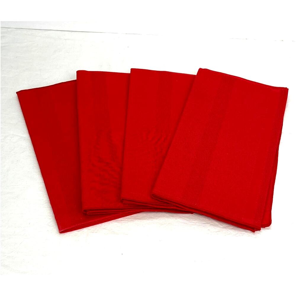 Vintage Linen Napkins Set 4 Red Shimmer Stripe Holiday Christmas Dining 80s